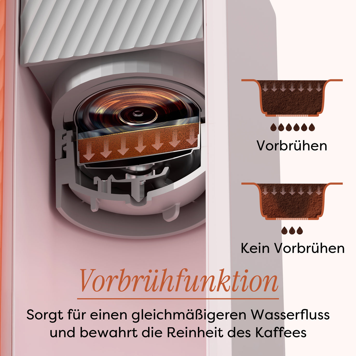 Ciarra BloomBox Kaffeemaschine Tragbare Espressomaschine 15 Bar, Umweltfreundlich Kapsellos, Zuhause & Outdoor | CBPCM551-P