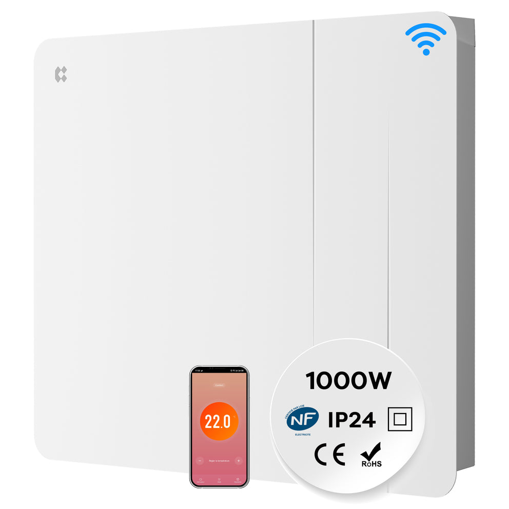 Ciarra Smart Elektroheizung mit Keramikkern, Wandheizung Energiesparend für Bad & Wohnzimmer, WiFi App-Steuerung & Thermostat, IP24