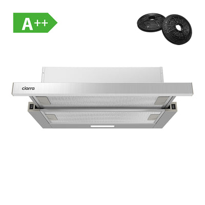 Ciarra Dunstabzugshaube Unterbau Ausziehbar Flach Flachschirm-Dunstabzugshaube 60cm Abluft oder Umluft CBCS6906D-OW