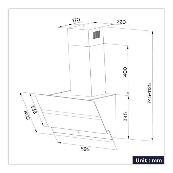 Ciarra Kopffreihaube Dunstabzugshaube 60cm Touch-Steuerung 650m³/h CBCW6736N-OW
